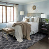 Clifton area rug in bedroom in colour steel